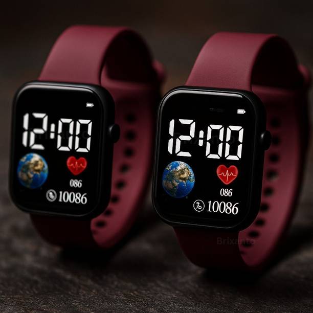 Smart Digital Watch Hybrid Smartwatch Watch  - For Men & Women PRO-pack of 2 maroon leda