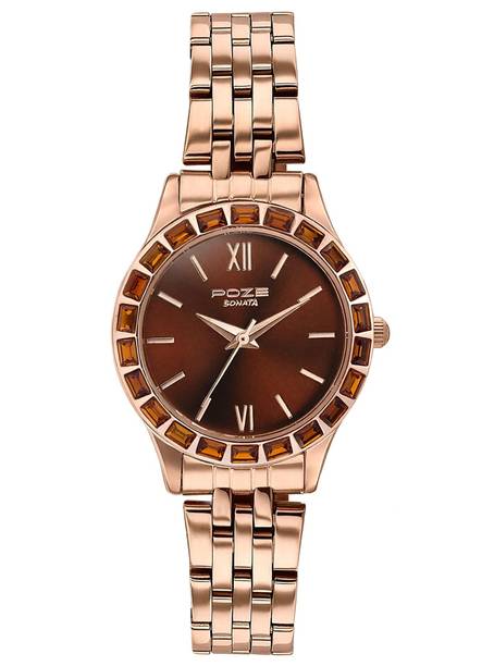 Sonata Poze 6 Sidewalk Sparkle Qtz Black Round Dial Women's Watch Analog Watch - For Women SP80134WM01,SP80134WM01W