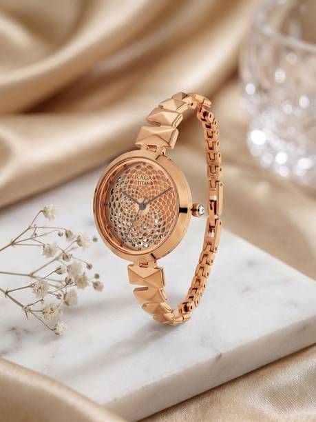 Titan Raga Facets Rose Gold Dial Rose Gold Stainless Steel Strap Analog Watch - For Women NT95121WM01,PLPEWGB0039840,95121WM01,NU95121WM01