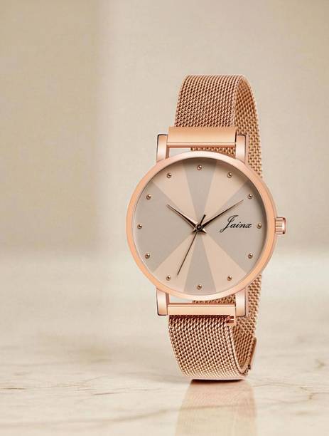 Rose Gold Mesh Magnet Chain Analog Watch  - For Women JW8631