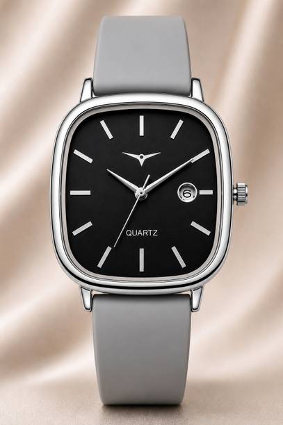 SARTAN ST-MR--NSM-26-sili.-CS.SIL.-DL. blk-BL. Grey Men's Analog Watch with Black Dial Silver Case Grey Silicone Strap Casual Wear Analog Watch  - For Men