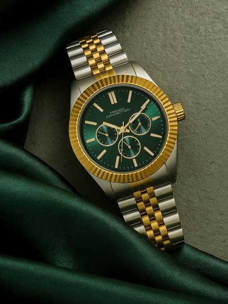 Green Sunray Round Dial | Men's Multifunction Gold Watch Analog Watch - For Men FCN0124NTM