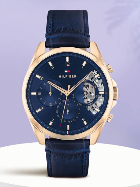 Tommy Hilfiger Multifunction Blue Dial Blue LeatherStrap Analog Watch - For Men NETH1710451,NTTH1710451