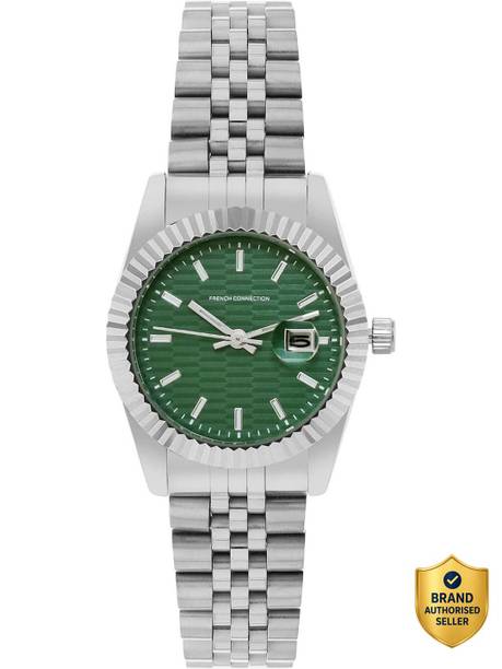 Maverick Green Dated Textured Dial | Women's Silver Analog Watch Analog Watch  - For Women FCS09SM