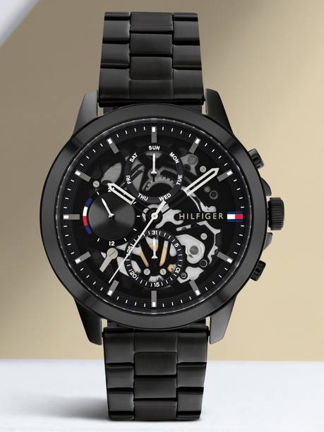Tommy Hilfiger Multifunction Black Dial Black Stainless Steel Strap Analog Watch - For Men NETH1710478,NTTH1710478