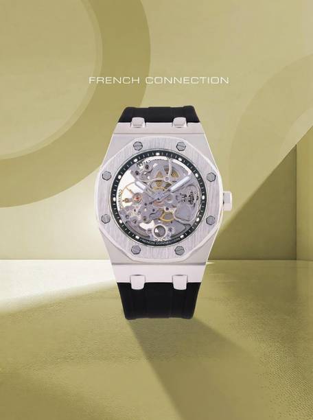 Men's Automatic Black Watch | Silver See Through Dial Analog Watch - For Men FCK2B-S