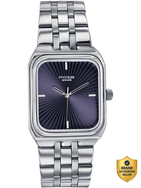 Sonata Poze 7 Blue Dial Silver Sheet Metal Strap Analog Watch - For Men SP70089SM01W