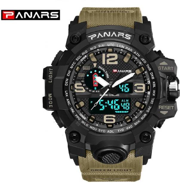Quartz Movement Multi-Functional Water Resistant Sports Digital Watch - For Men PNRS-8202-KHAKI