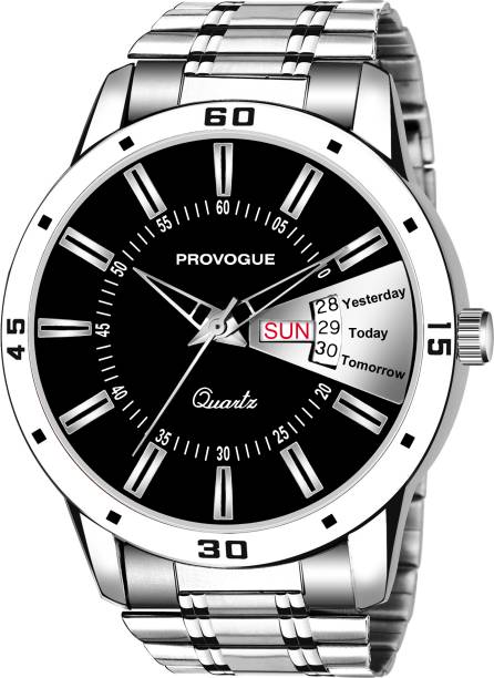 PROVOGUE Day and Date Functioning Steel Quartz Analog Watch  - For Men