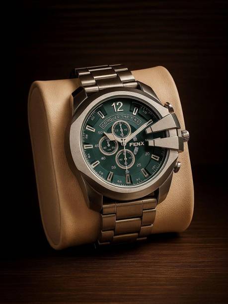 FANTON WATCHES FENTON-90033 Chronograph Watch For Man, Premium Stainless Steel Band, Black Dial, 50 mm Case Analog Watch  - For Men
