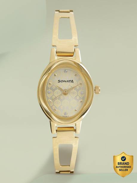 Sonata Pankh Champagne Dial Gold Stainless Steel Strap Analog Watch - For Women NS8085YM05,NU8085YM05
