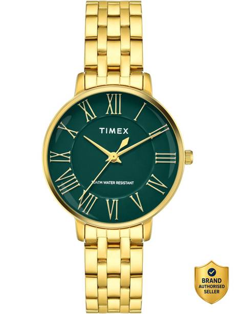 Trendline Round 34mm Green Dial Analog Watch - For Women TWEL19106
