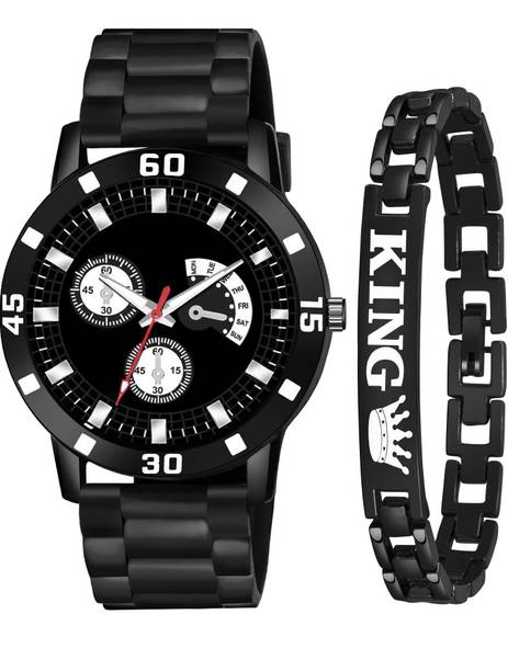 Quartz Watch Bracelet Watches Luxury Watch Gift Box For Boy Analog Watch  - For Boys Rubbers Strap Analog Wrist Watches With King Bracelet Combo Watch For Men