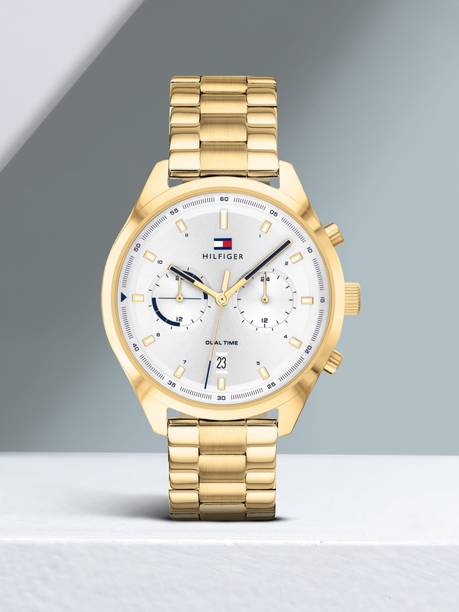 Tommy Hilfiger Multifunction With Date Silver Dial Gold SS Strap Analog Watch - For Men NETH1791726,NTTH1791726