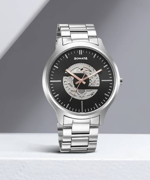 Price History of Sonata Men Stainless Steel Analog Couple s Watch Nj7987Sm04W Nk8085Sm01 Rakshabandhan Gifts Band Color Silver Dial Color Black from Amazon 63 38279036