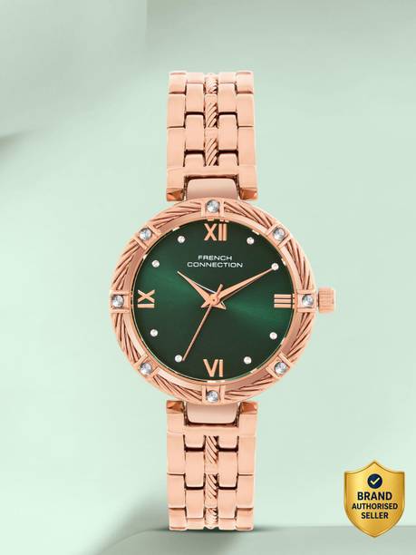 Green Sunray Dial | Gift Set Rose Gold Jewellery Watch | FCB5NRGM Analog Watch - For Women FCB5NRGM