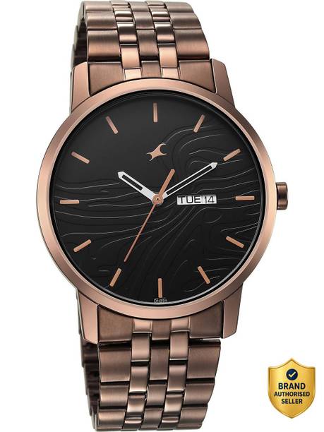Fastrack Urban Camo Black Dial Brown MetalStrap Analog Watch - For Men NT3295QM01,KC15171001MN,3295QM01,NU3295QM01