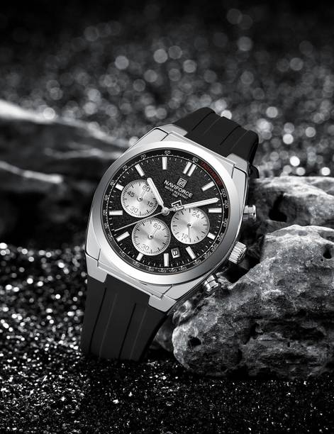 Alix AL8080 Black Chrono Face and Rubber Strap Analog Watch  - For Men