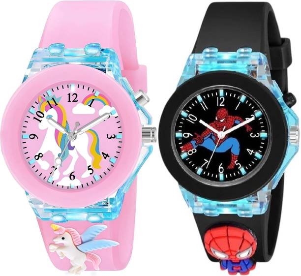 Kids Edition 3D::Spider new Analog Watch  - For Boys & Girls G- Disco WCH --unicorn pink_G- kid Disco WCH -Spider man___