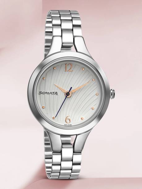Sonata Workwear White Dial Silver Stainless Steel Strap Analog Watch - For Women NT8151SM05,NU8151SM05