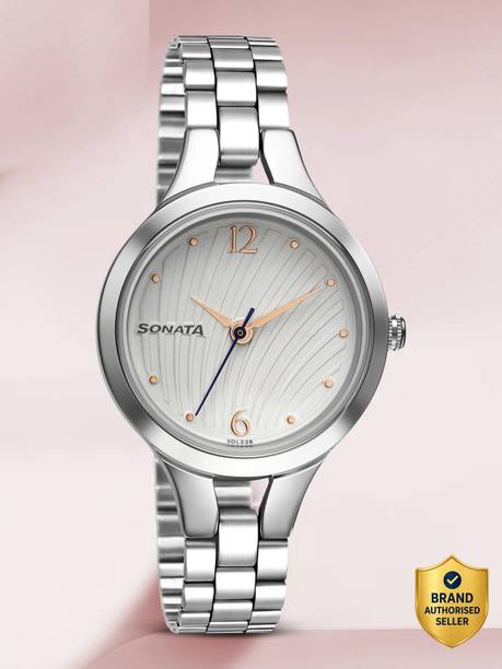 Sonata Workwear White Dial Silver Stainless Steel Strap Analog Watch - For Women NT8151SM05,NU8151SM05