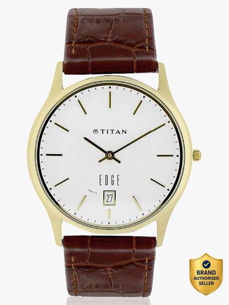 Titan Edge With Date White Dial Brown LeatherStrap Analog Watch - For Men NT1683YL01,PLPEWGF0039202,1683YL01