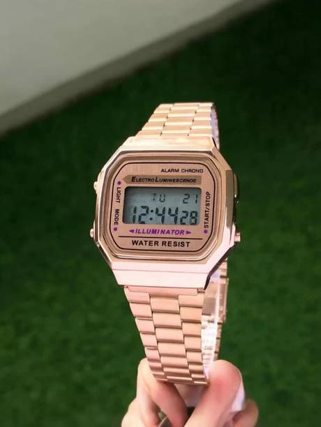 Analog Watch  - For Boys & Girls Rose gold digital watch with multi colour light s1