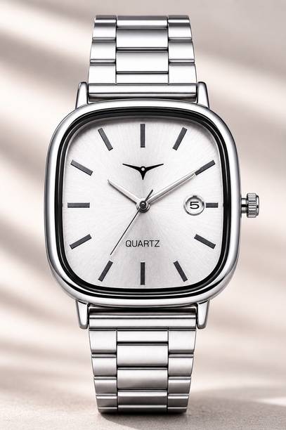 Stylish Silver Dial Unisex Stainless Steel Watch with Date Analog Watch  - For Men & Women NSM-26-SILVER