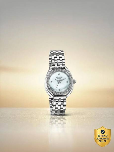 Sonata Poze 7 White MOP Dial Silver Sheet Metal Strap Analog Watch - For Women SP80151SM01W