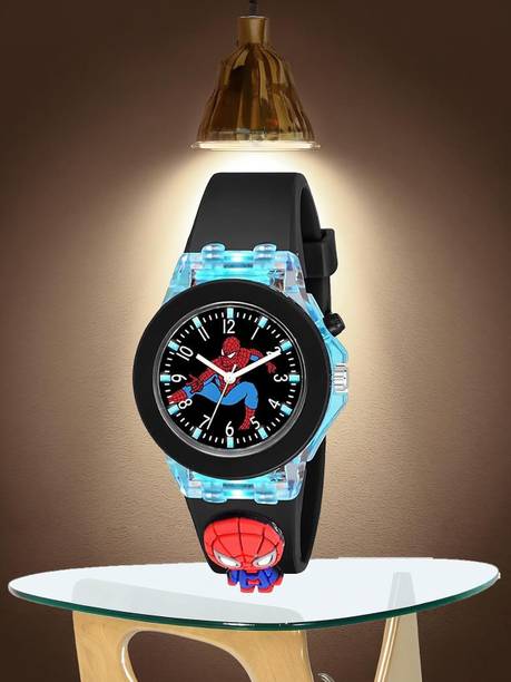 Multi Color 3D Cute Cartoon Character Sillicon Strap Multi-Function Kids Watch Analog Watch  - For Boys & Girls 001_DRD_A_Spidermen