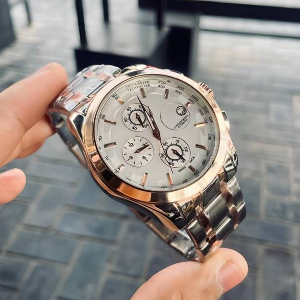 D R W TST Black Trending men collection double tone date function working foldover lock Analog Watch  - For Men