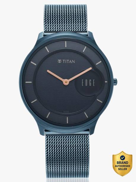 Titan Edge Baseline Blue Dial Blue Stainless Steel Strap Analog Watch  - For Men NT1843QM01,NU1843QM01