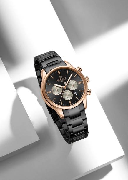 NAVIFORCE NF8076 Classic Black-Rosegold Multifunctional Date Display Analog Watch  - For Men