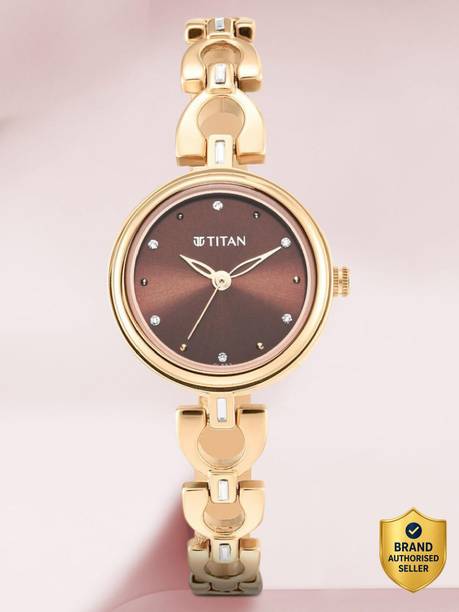 Titan Lagan Brown Dial Rose Gold Metal Strap Analog Watch - For Women 1611NL01, NT2601WM04,NU2601WM04