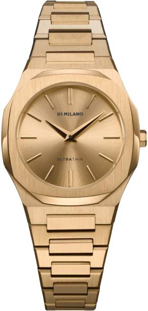 D1 Milano UTBL31 Ultra Thin Quartz Dial Sunraygold With Gold Details Analog Watch  - For Women