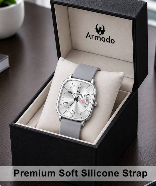 ARMADO AR-MH-1281506-Star Silver Elegant Smart Silicon Analog square watch for Boys Analog Watch  - For Men