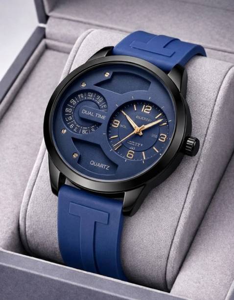 MAAN INTERNATIONAL DD-2401 Prime Collection Dual Dial Quartz Black Silicone Strap Analog Watch  - For Men