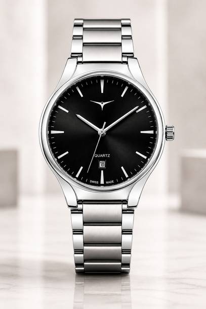 Horologe NSM-43-003 SILVER BLUE DL Men Boys Analog Wrist Watch Black Dial Silver Metal Bracelet Casual Daily Wear Analog Watch  - For Men