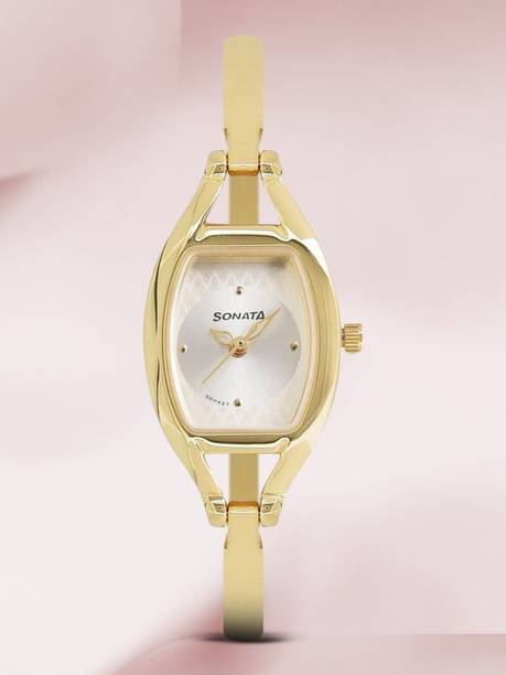 Sonata Pankh Silver Dial Gold Metal Strap Analog Watch - For Women NT8114YM06,NU8114YM06