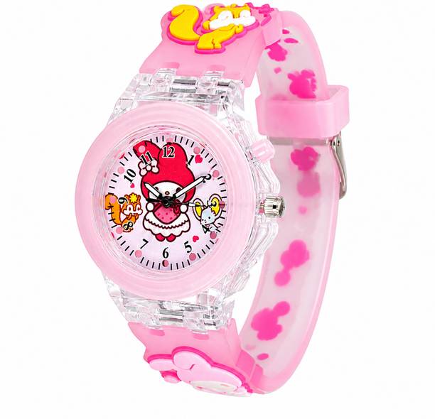 Analog Watch  - For Boys & Girls Kids LED Light Analog Watch Cartoon Dial Soft Silicone Strap Fun Glowing Watch