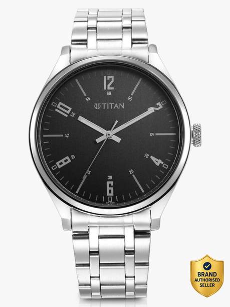 Titan Wrist Wit Black Dial Silver Stainless Steel Strap Analog Watch - For Men NT1802SM10,NU1802SM10