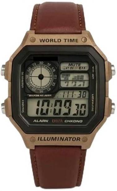 GLOWME INDIA Classic World Timer Series Retro Fashion Wrist Watch Analog-Digital Watch - For Men GLOWME World Time Digital Watch – Premium Vintage Style