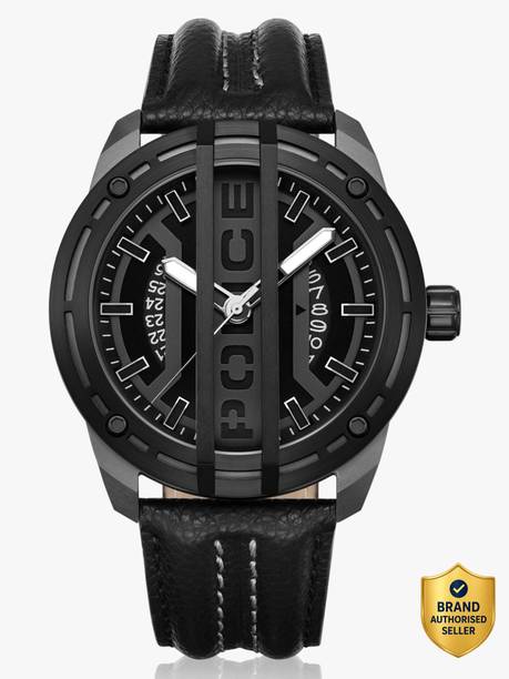 Police With Date Black Dial Black Leather Strap Analog Watch - For Men PLPEWGB0039840,NTPLPEWGB0039840W