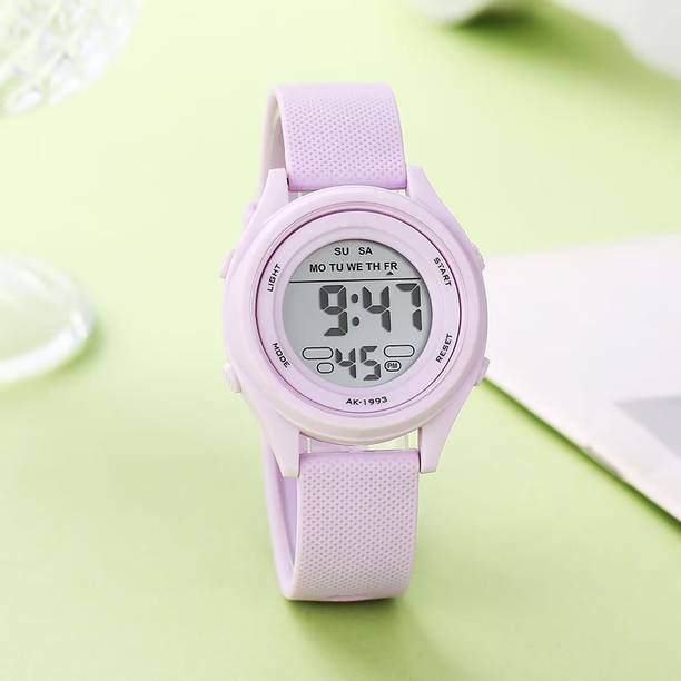 Stylish Sport 7 Color LED Back Light With Silicon Strap For Above 7 Years Digital Watch  - For Boys & Girls DIGI-027 PURPLE