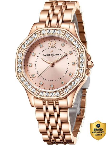 Paris Vendome Collection,Crystal Studded Bezel Crystal Accents,Stainless Strap Analog Watch  - For Women DHW2009-33