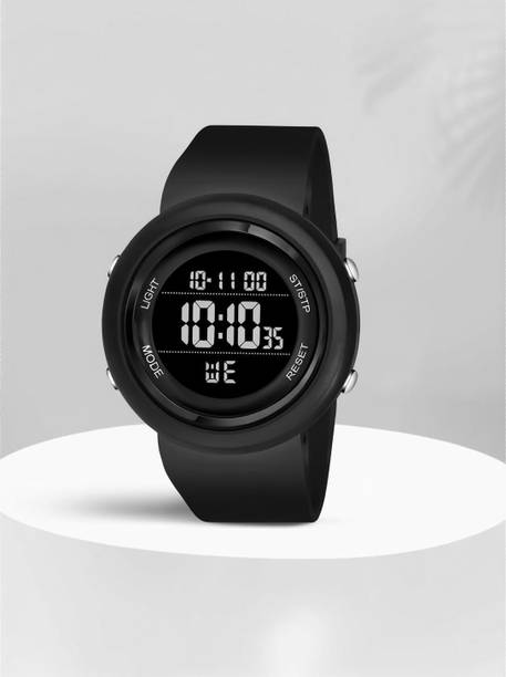 Multi Function Working Premium Quality LED Luminous Light Digital Watch  - For Boys & Girls Trending Full Black Round watch