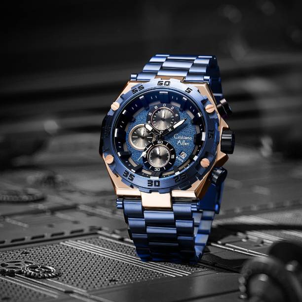 Multifunction Luxury Business & Sports Watch with Date – Model CA-9840 Analog Watch  - For Men Chrono_Analog_BlueRoseGold_SS_Quartz_SportLuxury