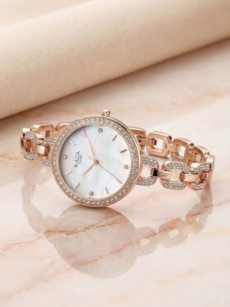 Titan Raga Showstopper White MOP Dial RoseGold MetalStrap Analog Watch - For Women NT95271WM02,95271WM02,NU95271WM02,NU95272WM01