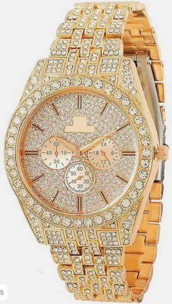 TrueBuy Rose Gold Stainless Steel Strap Watch with Stone Design Luxury Series Analog Watch  - For Men
