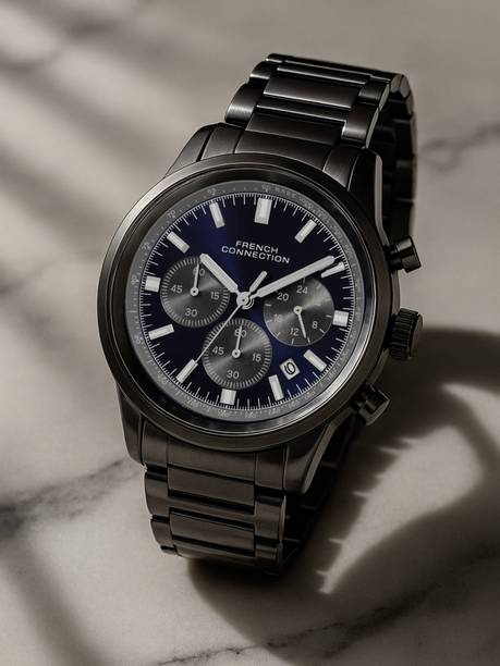 French Connection Chrontide CHRONTIDE Blue Sunray Round Dial | Men's Grey Chronograph Watch Analog Watch  - For Men